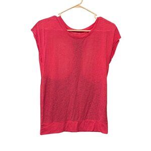 New City Streets Womens Size Large Pink Black Peep Hole Back Tank Top Shirt Slee